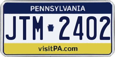 PA license plate JTM2402