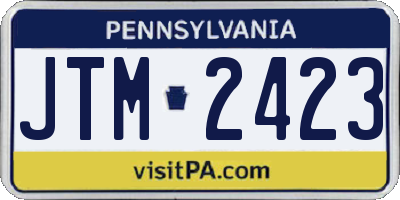 PA license plate JTM2423