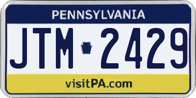 PA license plate JTM2429