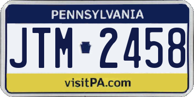 PA license plate JTM2458
