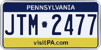 PA license plate JTM2477