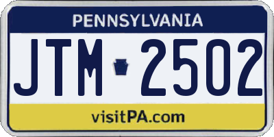 PA license plate JTM2502