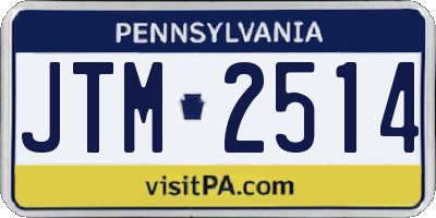 PA license plate JTM2514