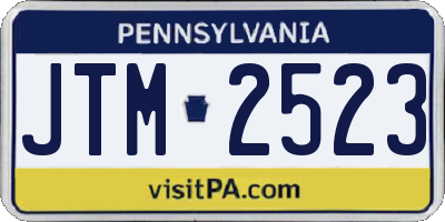 PA license plate JTM2523
