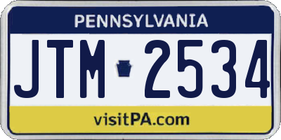 PA license plate JTM2534