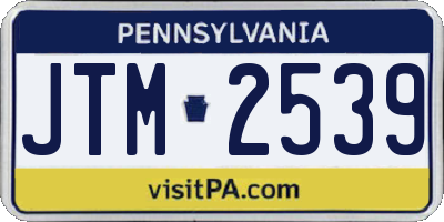 PA license plate JTM2539
