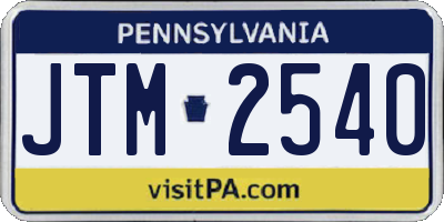PA license plate JTM2540