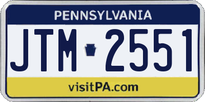 PA license plate JTM2551