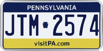 PA license plate JTM2574