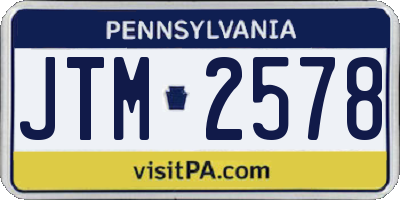 PA license plate JTM2578
