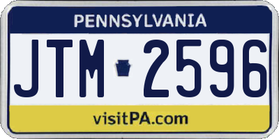 PA license plate JTM2596