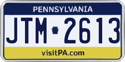 PA license plate JTM2613