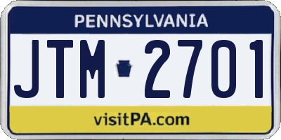 PA license plate JTM2701