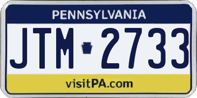 PA license plate JTM2733
