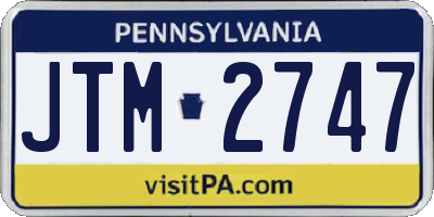 PA license plate JTM2747
