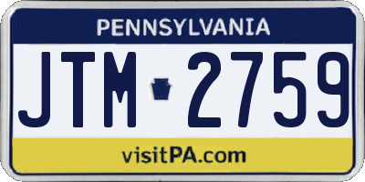 PA license plate JTM2759