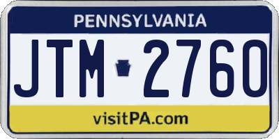 PA license plate JTM2760