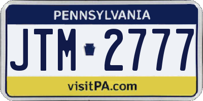 PA license plate JTM2777