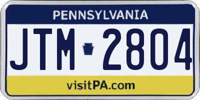 PA license plate JTM2804