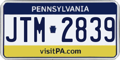PA license plate JTM2839