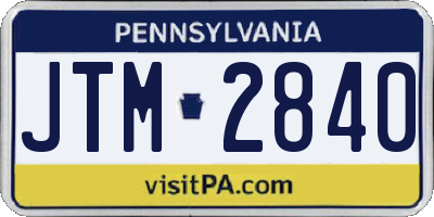 PA license plate JTM2840
