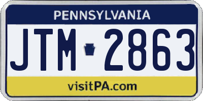 PA license plate JTM2863