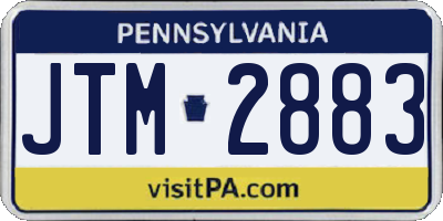 PA license plate JTM2883