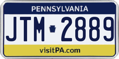 PA license plate JTM2889