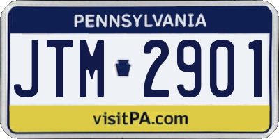 PA license plate JTM2901