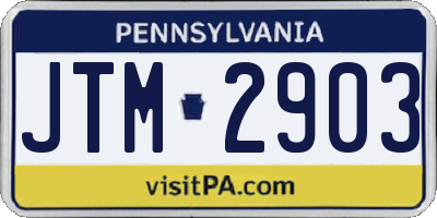 PA license plate JTM2903
