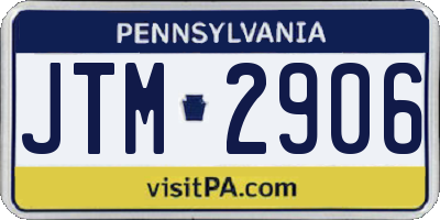 PA license plate JTM2906