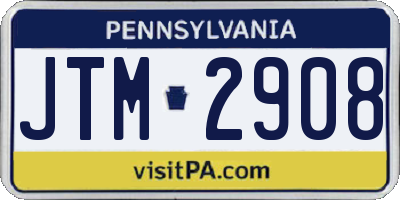 PA license plate JTM2908