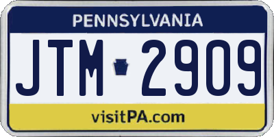 PA license plate JTM2909