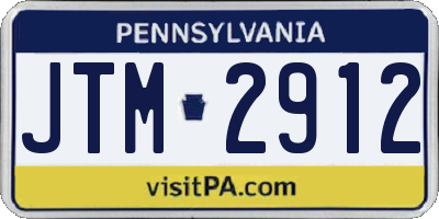 PA license plate JTM2912
