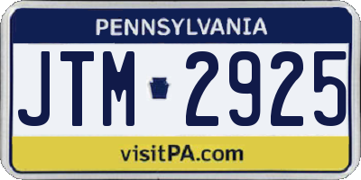 PA license plate JTM2925