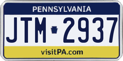 PA license plate JTM2937