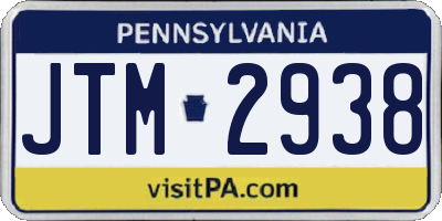 PA license plate JTM2938
