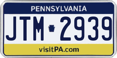 PA license plate JTM2939