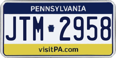 PA license plate JTM2958