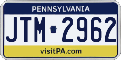 PA license plate JTM2962