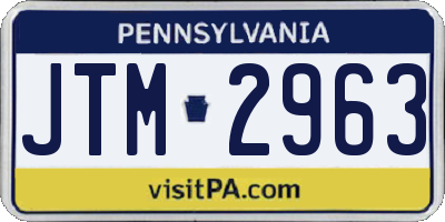PA license plate JTM2963