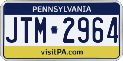 PA license plate JTM2964