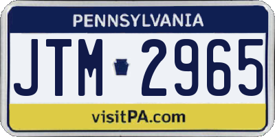 PA license plate JTM2965