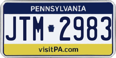 PA license plate JTM2983