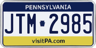 PA license plate JTM2985