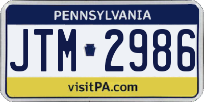 PA license plate JTM2986