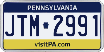 PA license plate JTM2991