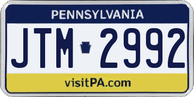 PA license plate JTM2992