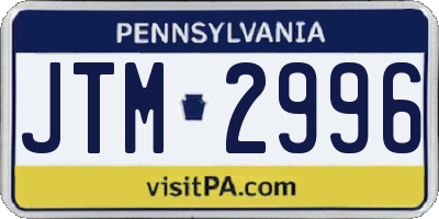 PA license plate JTM2996
