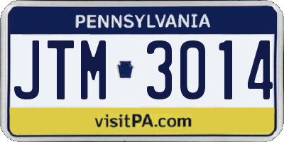 PA license plate JTM3014